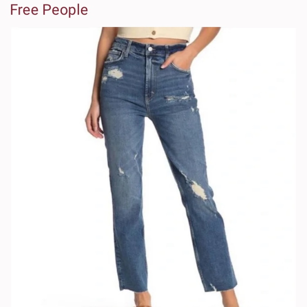 💙Free People Heart And Soul Distressed High Waisted Jeans